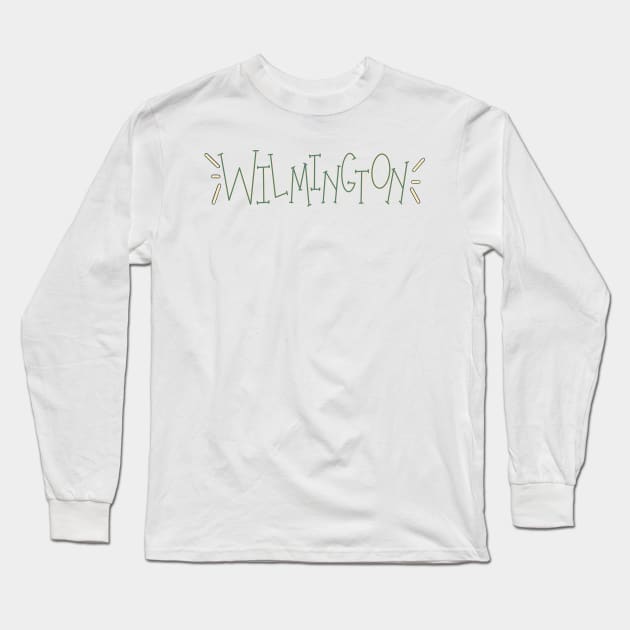 Wilmington Handlettering Teal Long Sleeve T-Shirt by trippyzipp